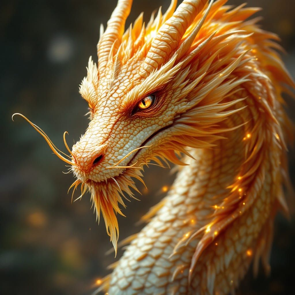 Spectacular Photorealistic Dragon with Ancient Eyes