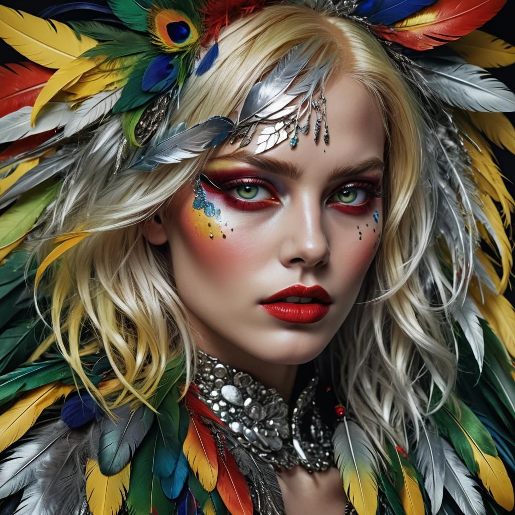 Silver Skinned Woman Portrait in Hyper-Realistic Style