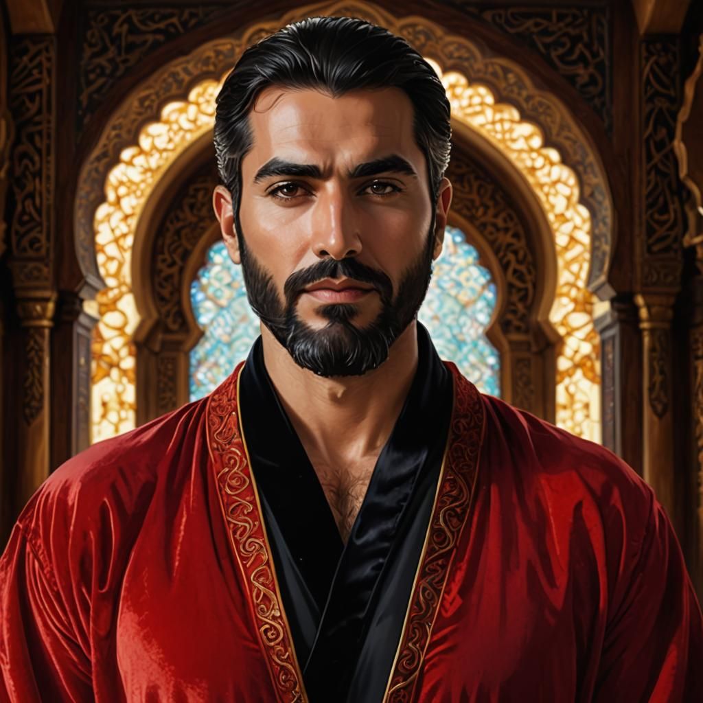 Arabian Man in Mosque: Alcohol Ink Digital Art