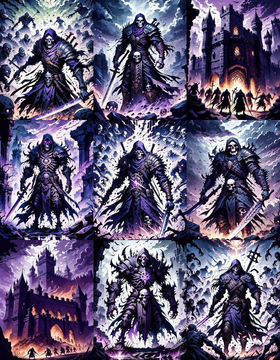 Necrotic Undead Defense in Purple Anime Style