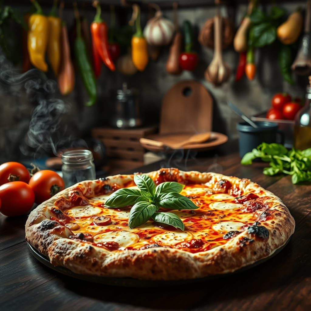 Delicious Pizza with Caravaggio-Inspired Lighting