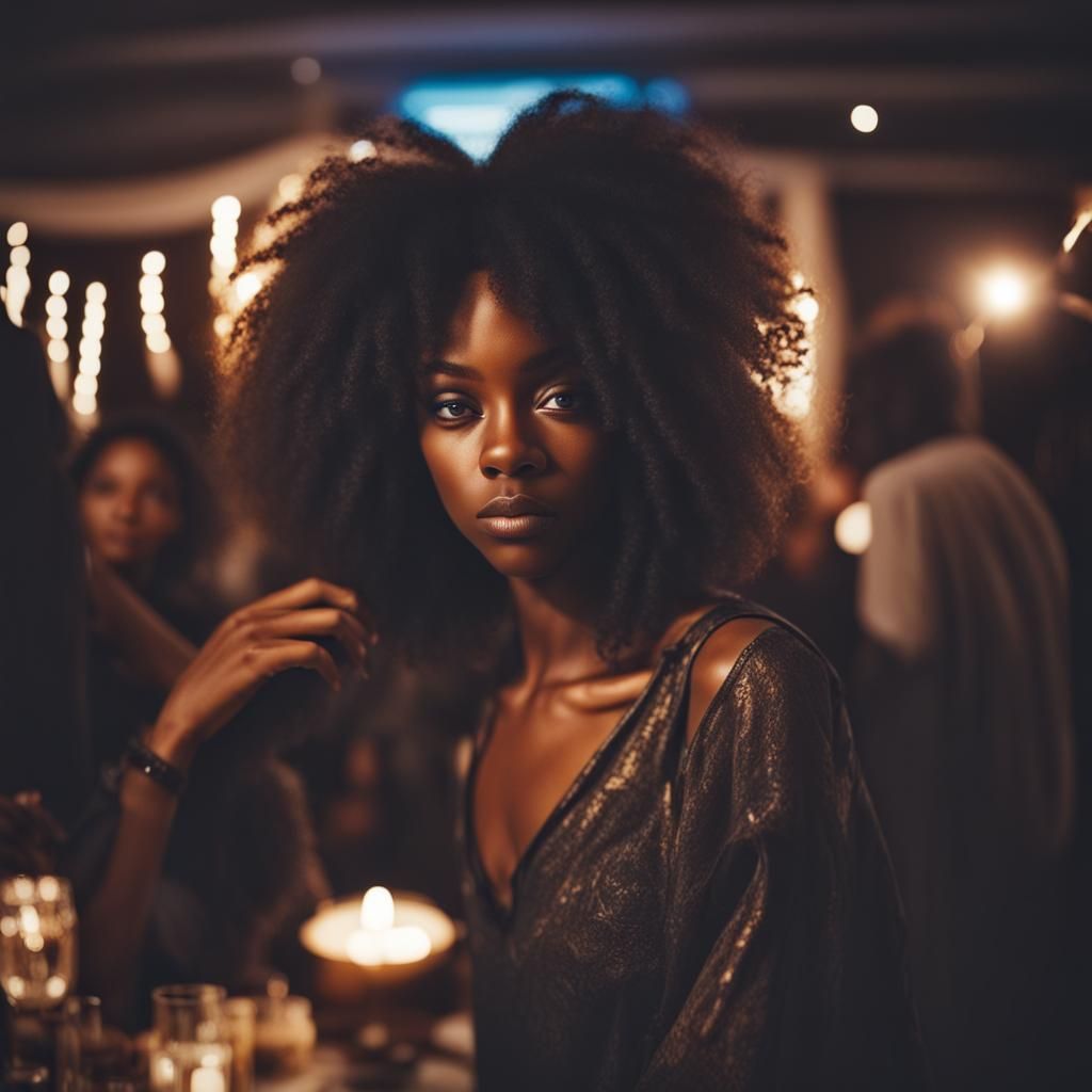 Polaroid Selfie of Black Woman with Jerry Curl