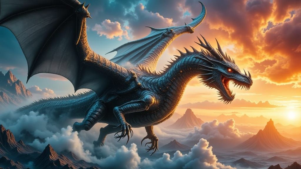 Clockwork Dragon in Cosmic Nebula