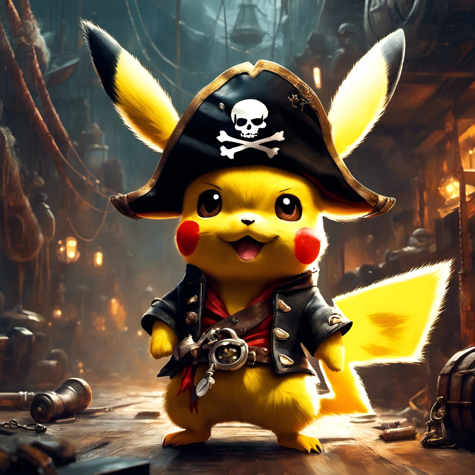Adorable Pirate Pikachu Portrait in 3D