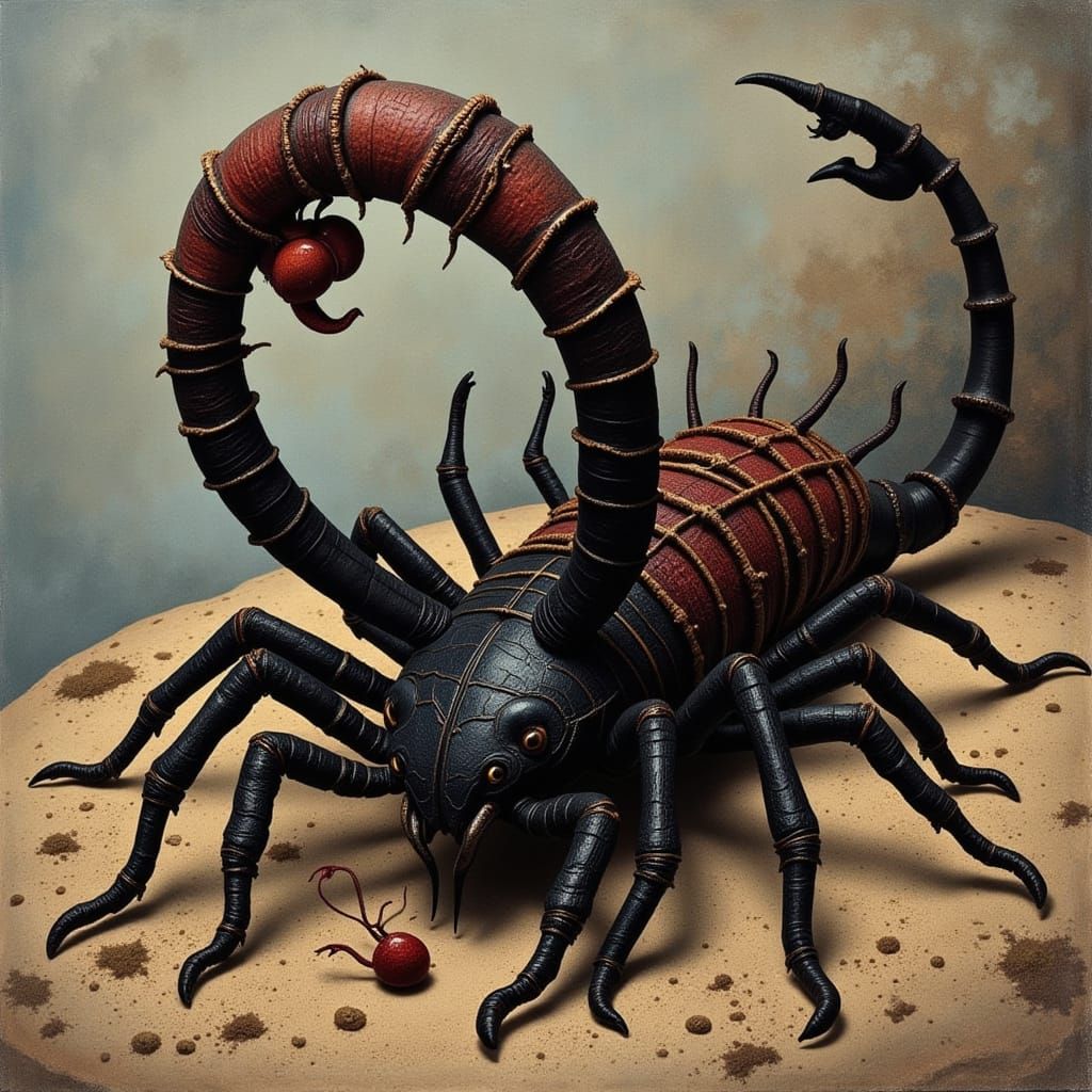 Scorpion in Shadowbox Stone Age Yarn Style