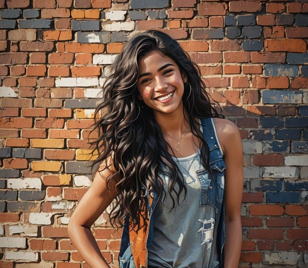 Smiling Teenager Portrait in Digital Art Style