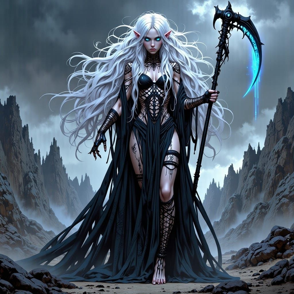 Death Demon Lord in Anime Style with Ethereal Scythe