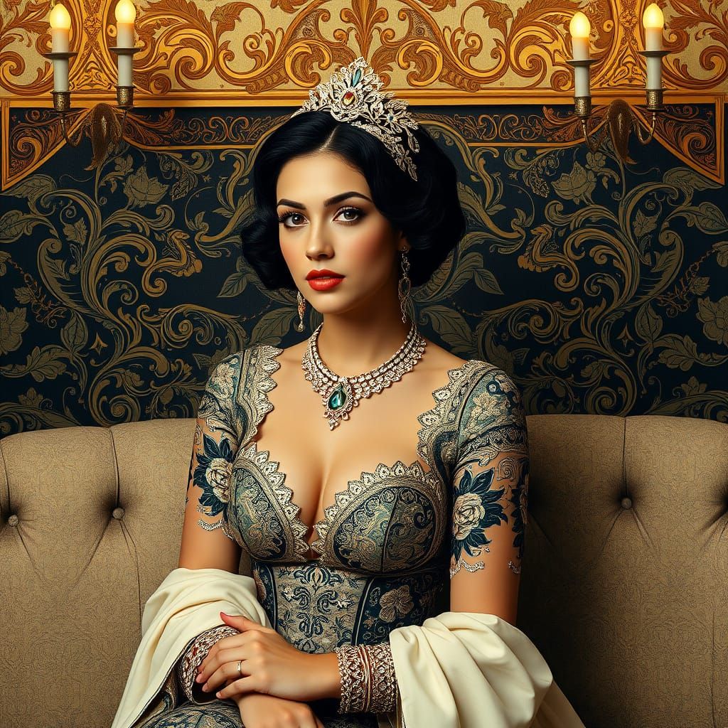 Elegant Woman in Art Nouveau Style