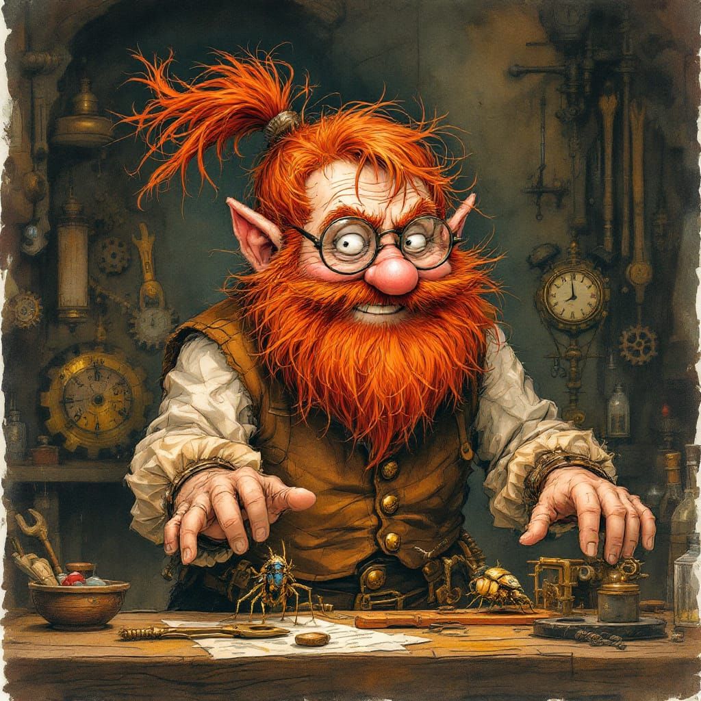 Clockwork Gnome Tinkerer in Steampunk Style