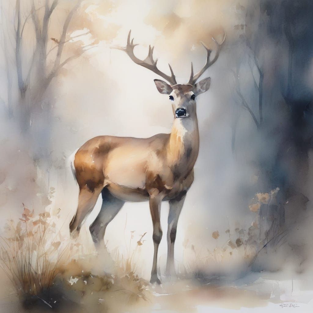 Ethereal Deer in Twilight Mist
