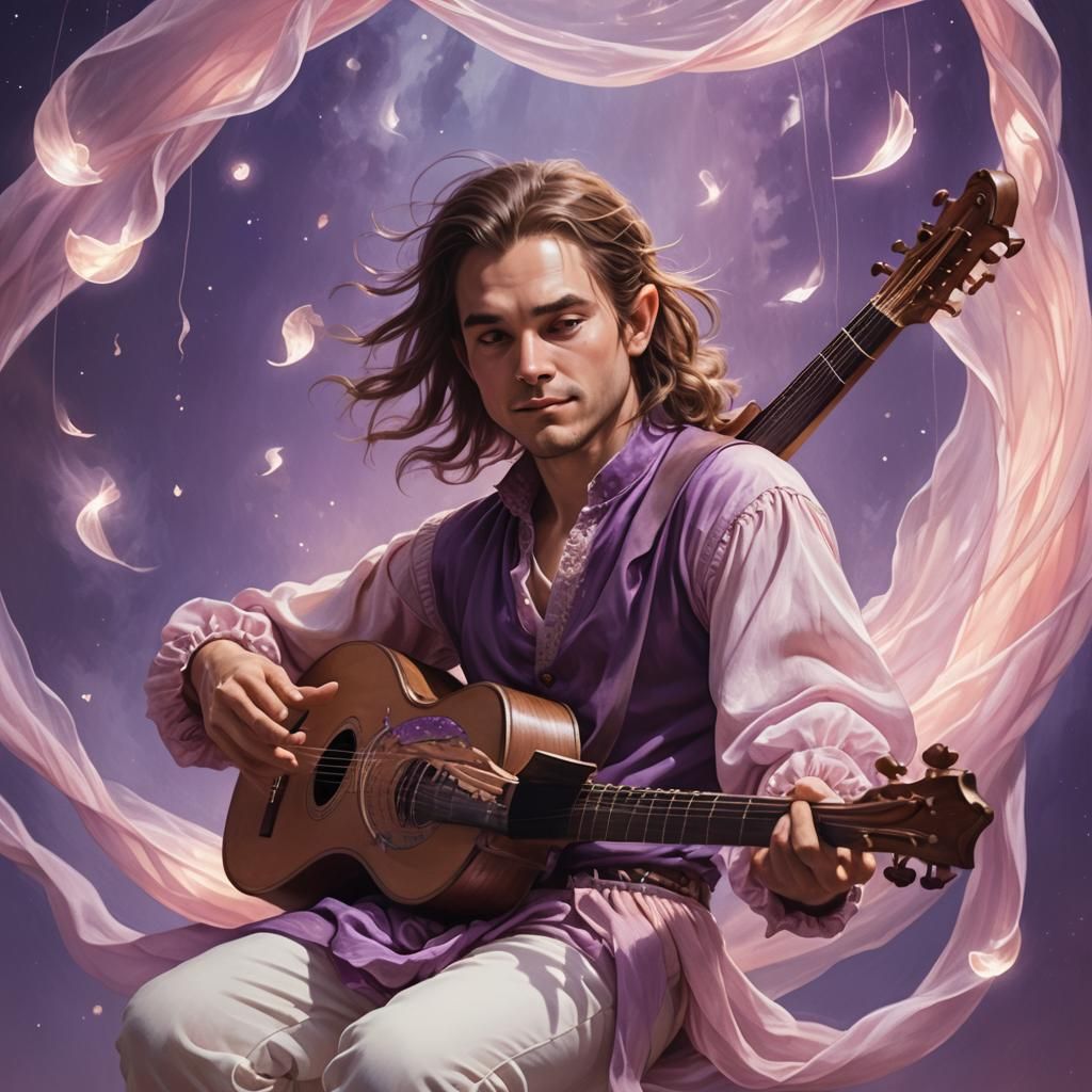 Halfling Lute Player in Surreal Ethereal Portrait