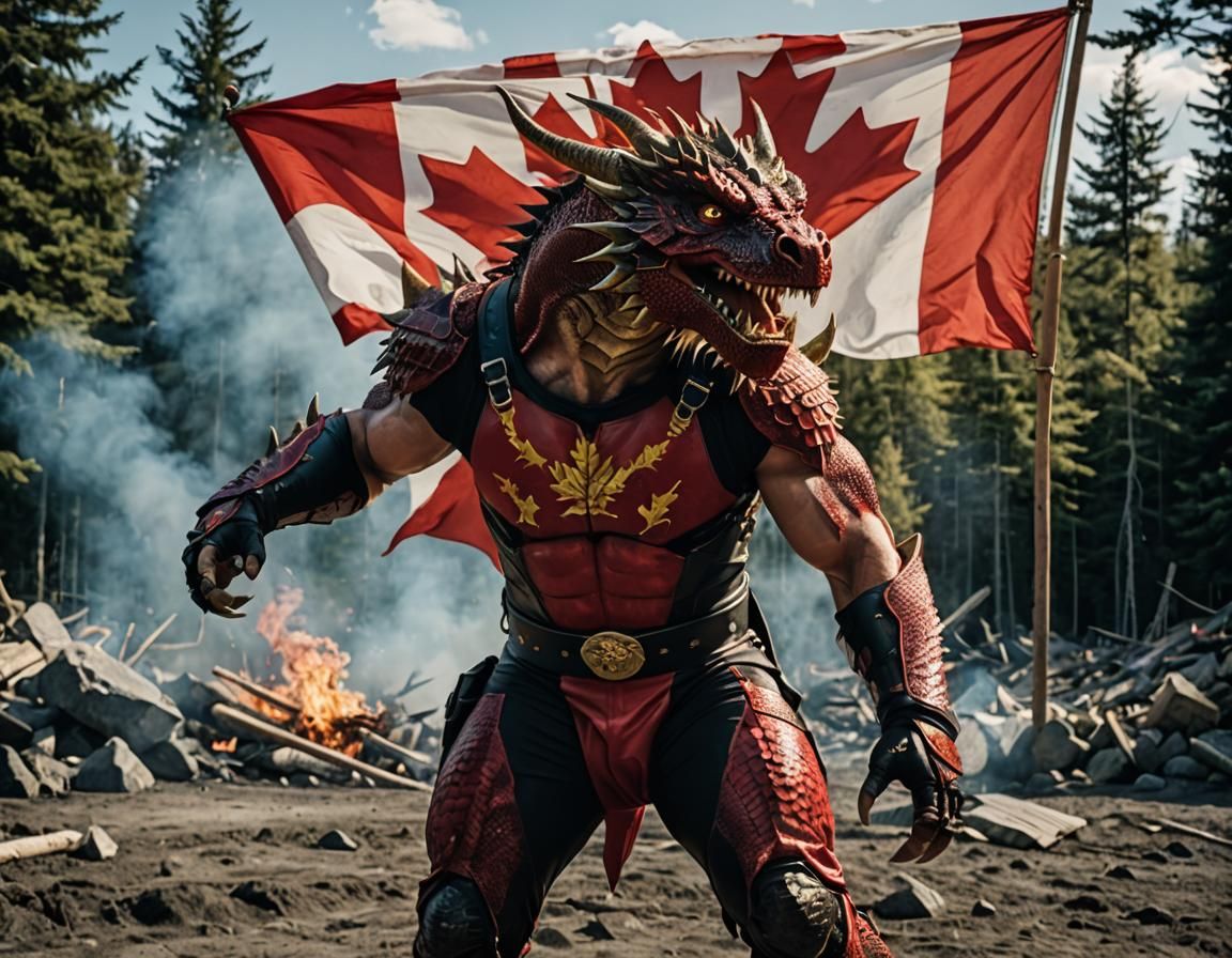 Canadian Dragon Luchador Wrestler in Hyperrealistic Photo