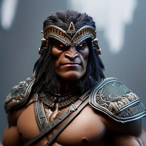 Fierce Half-Orc Barbarian with Greataxe