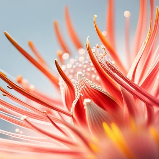 Glowing Protea with Gold Filigree: Macro Photography