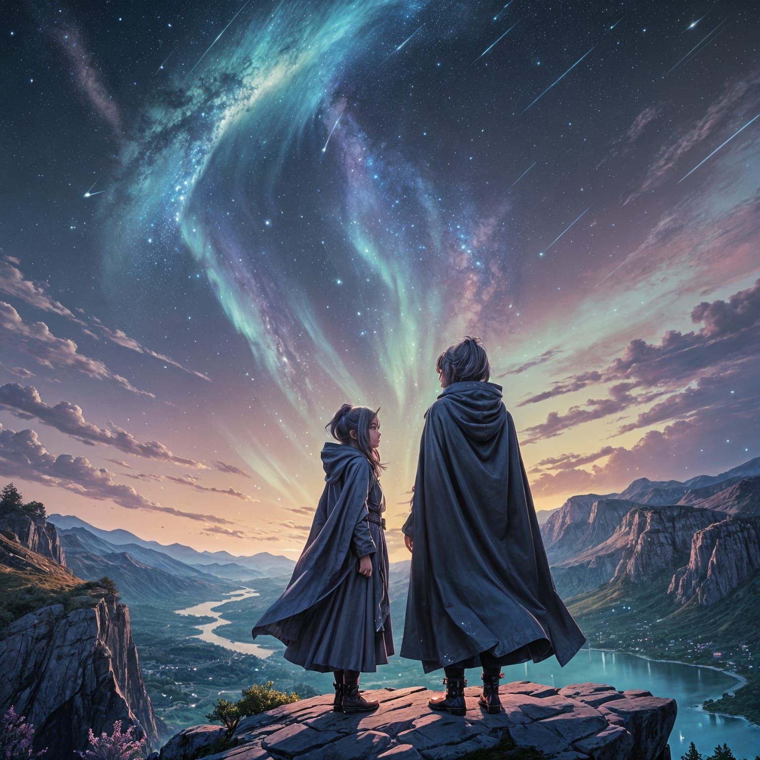 Detailed Anime Star Gazing Concept Art