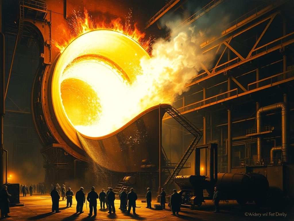 Industrial Splendor: A Fiery Bessemer Vessel in Action