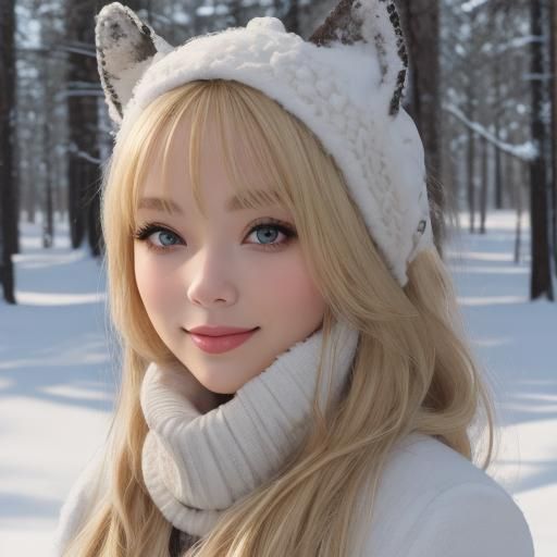 Blonde Woman Smiling in the Snow