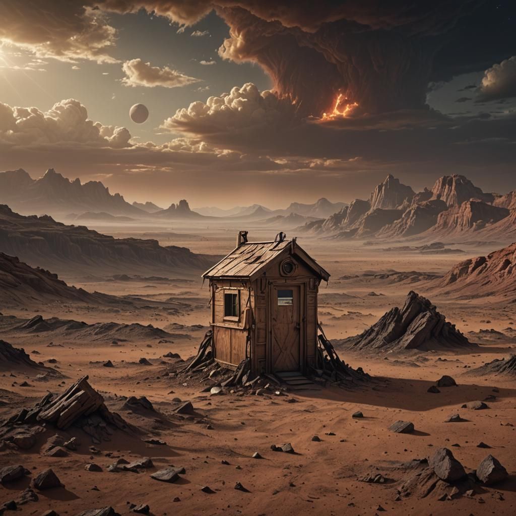 Dramatic Martian Outhouse Digital Matte Painting