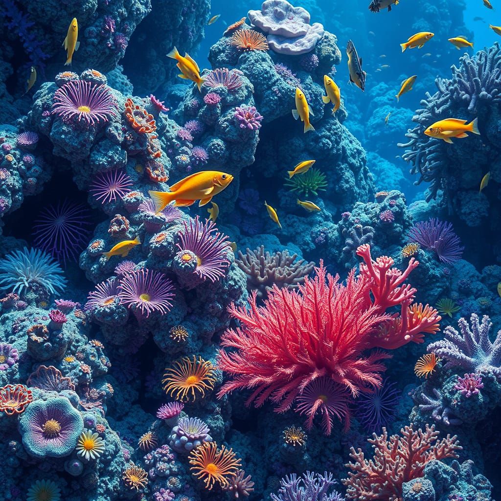 Surrealist Coral Reef in Vibrant Tropical Colors