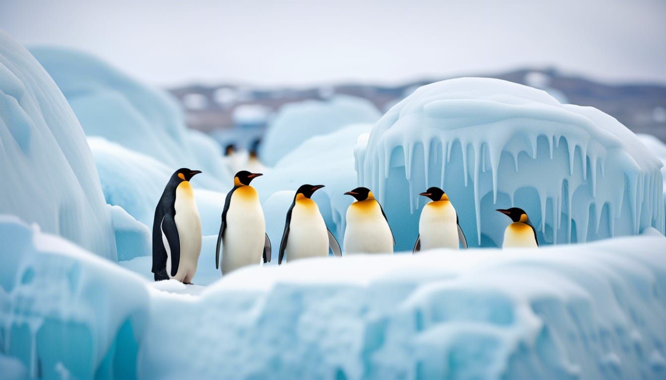 Antarctic Ice Storm with Penguins: Professional Photography
