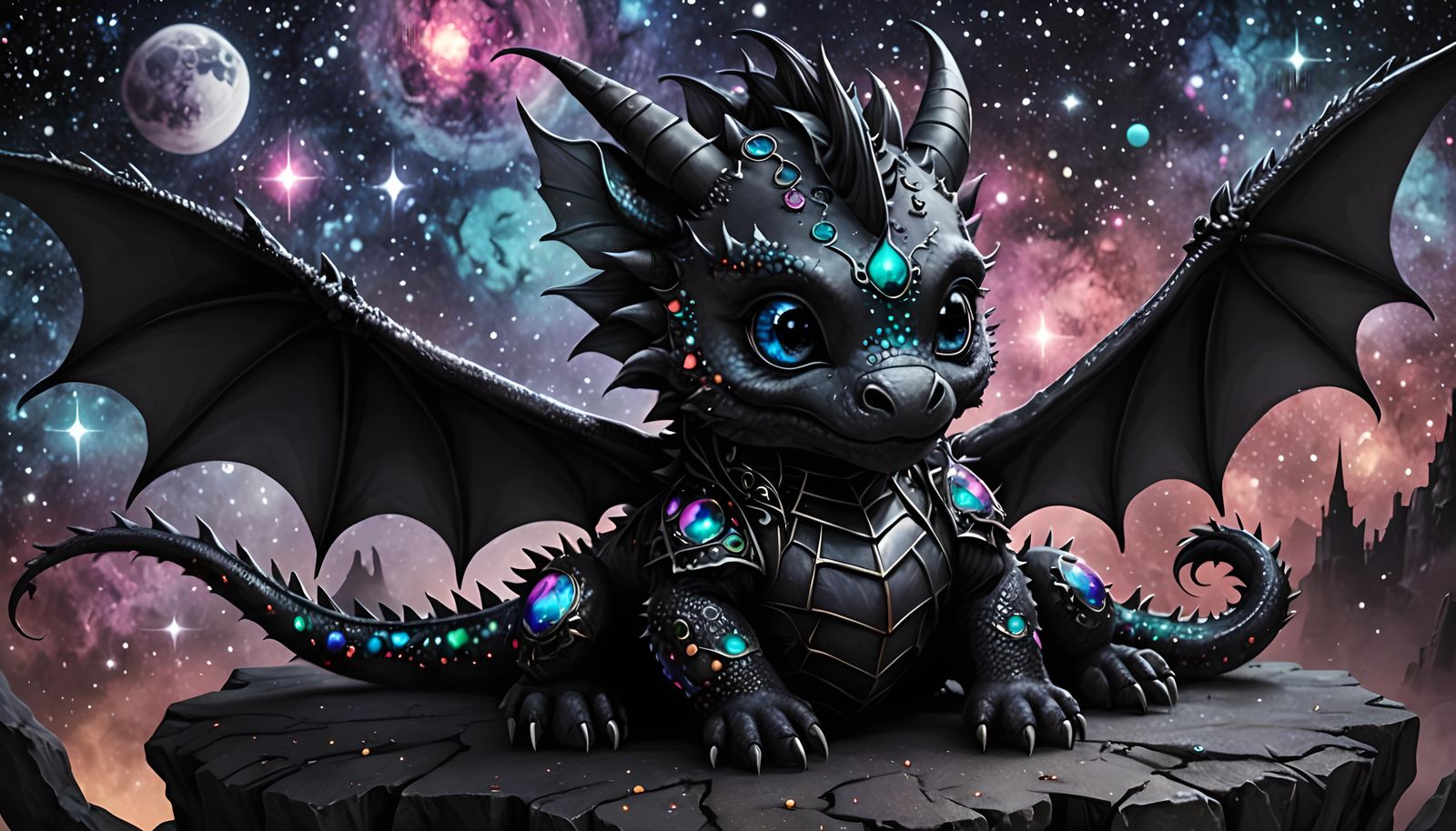 Cute Baby Goth Cosmic Dragon