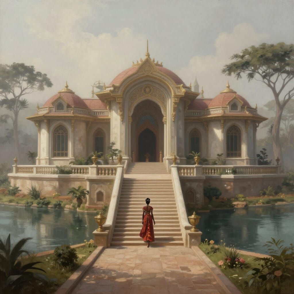 Futuristic East African Mansion with Waterways - Cinematic L...