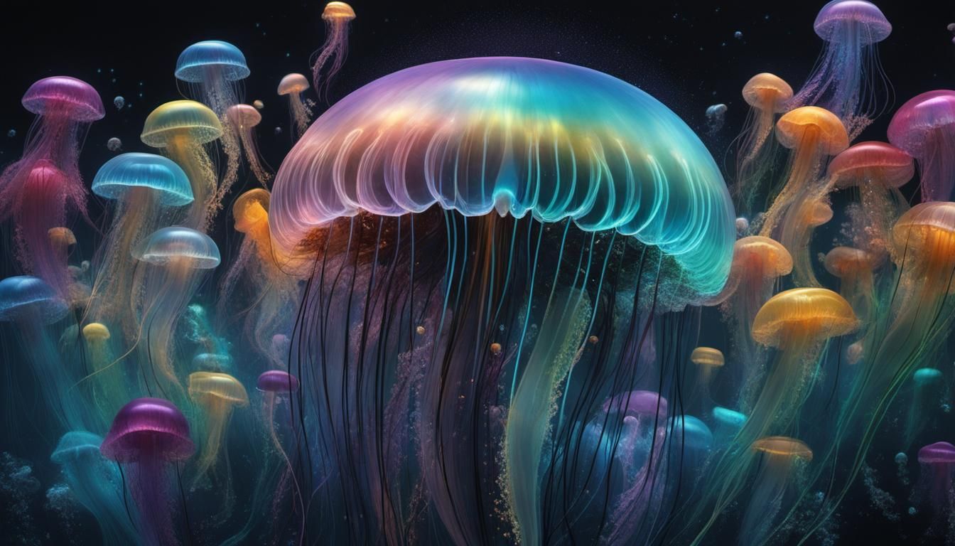 Bioluminescent Jellyfish: Dark Fantasy Concept Art