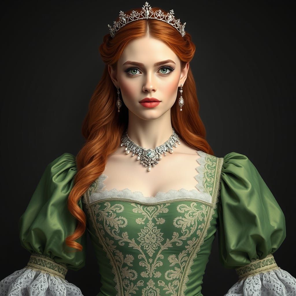 Elegant Woman in Renaissance Dress: Photorealistic Portrait