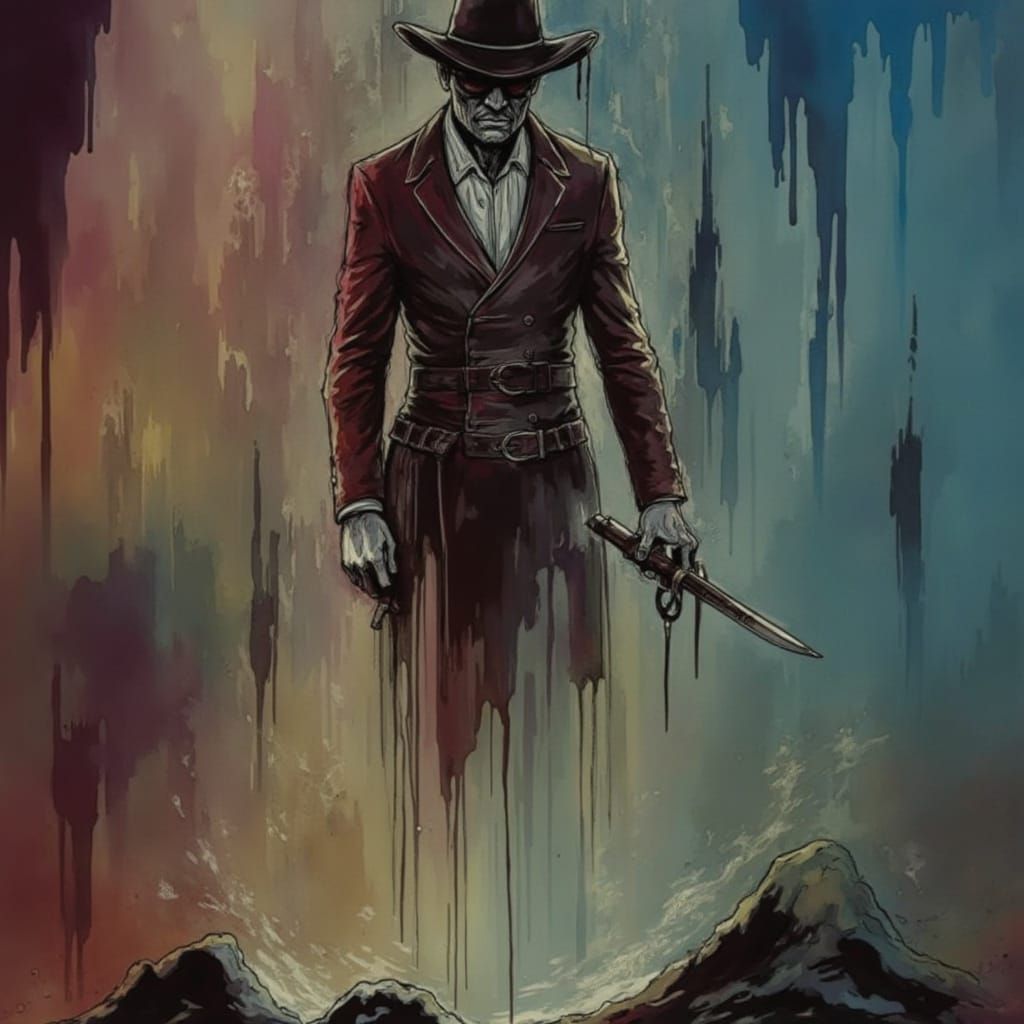 Ethereal Cowboy in Tattered Clothes, Dark Fantasy Art