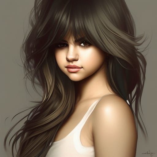Selena Gomez Portrait in Hyperdetailed Digital Art Style