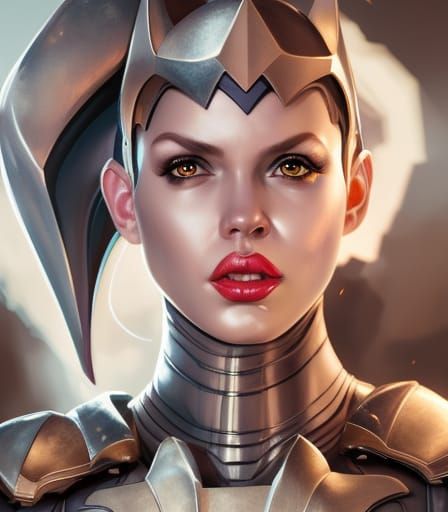 Batgirl in Latex and Metal Armor Portrait