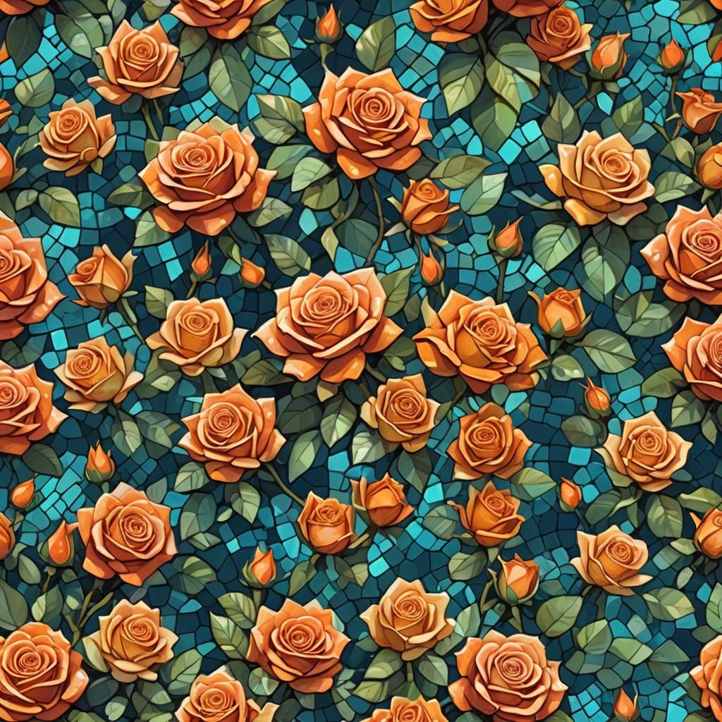 Mosaic of Roses and Limes in Dreamlike Arrangement
