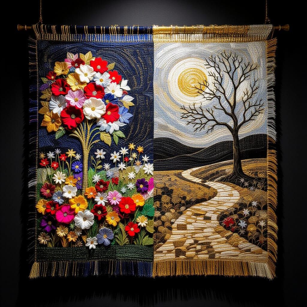 Textile Art Tapestry: Garden and Wasteland