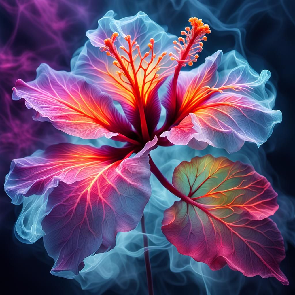 Neon X-Ray: Chemiluminescent Hibiscus Flower