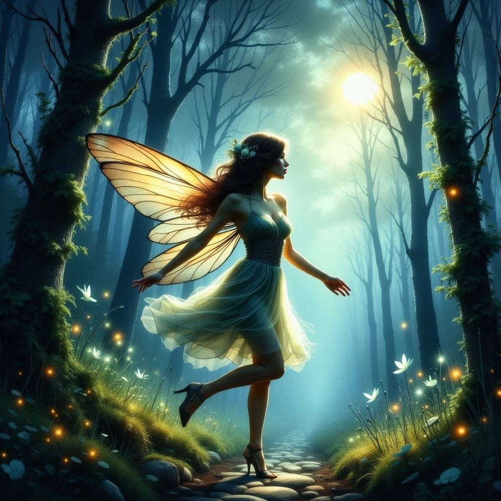 Enchanted Fairy Dance in Misty Forest