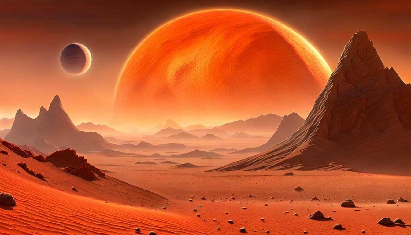 Desert Planet on Proxima Centauri in Digital Painting