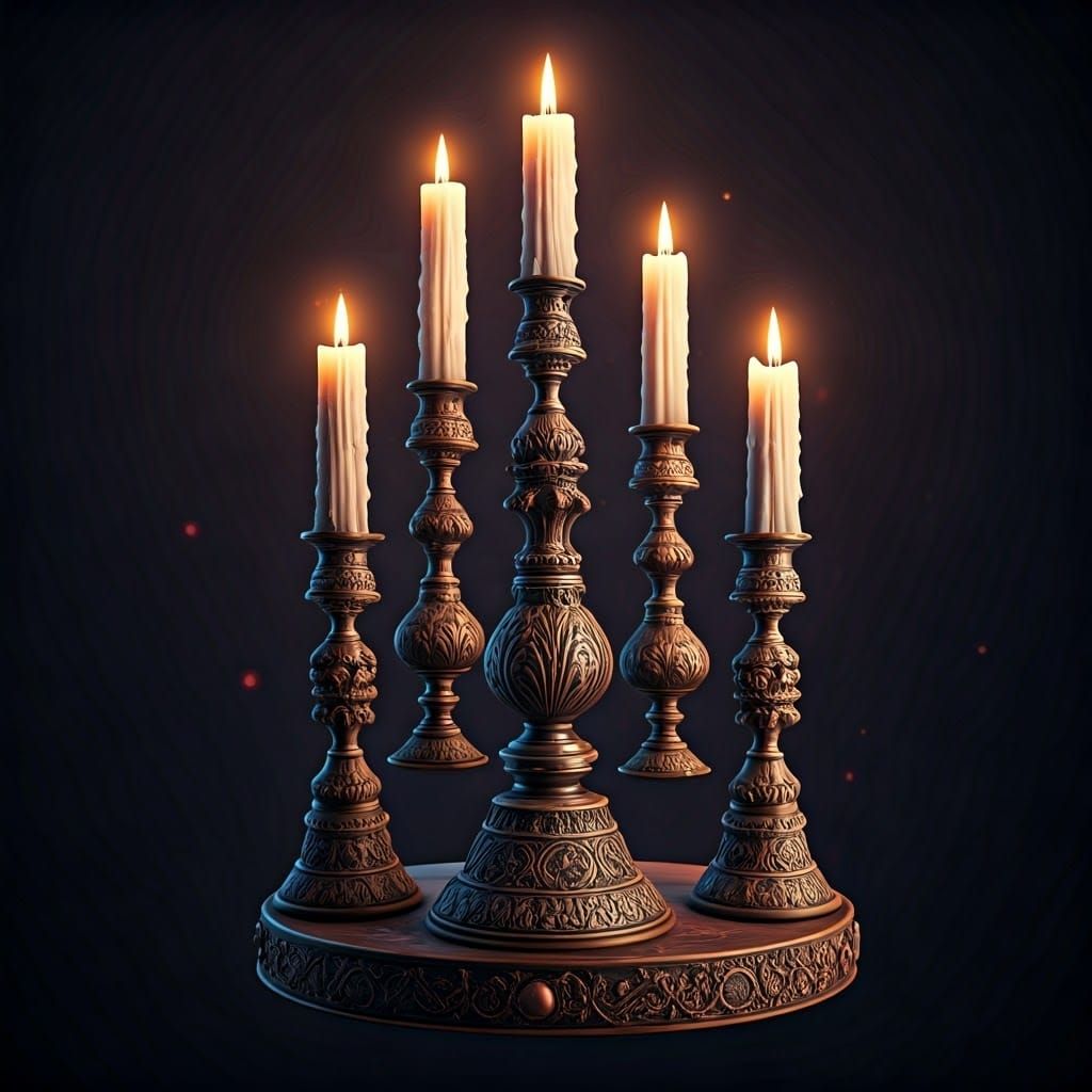Luxurious Shabbat Candlesticks in a Realm of Golden Light