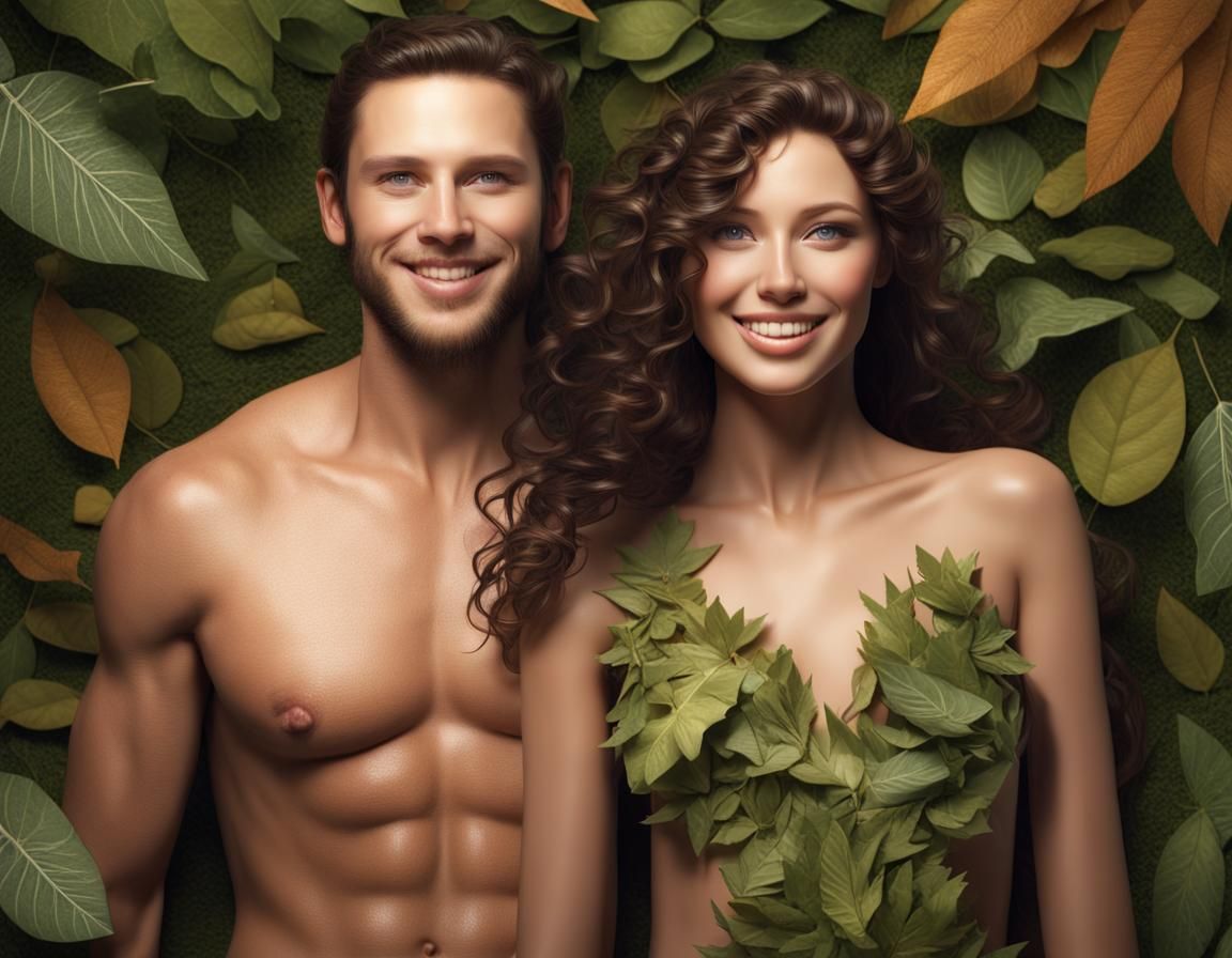 Adam and Eve in Eden: Detailed Matte Painting