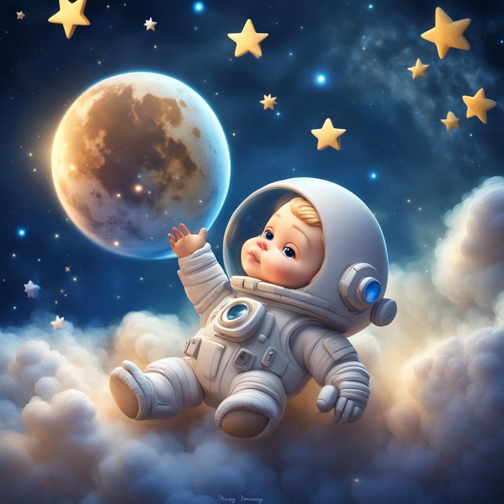 Baby Astronaut on "OSCAR" in Galactic 3D Art