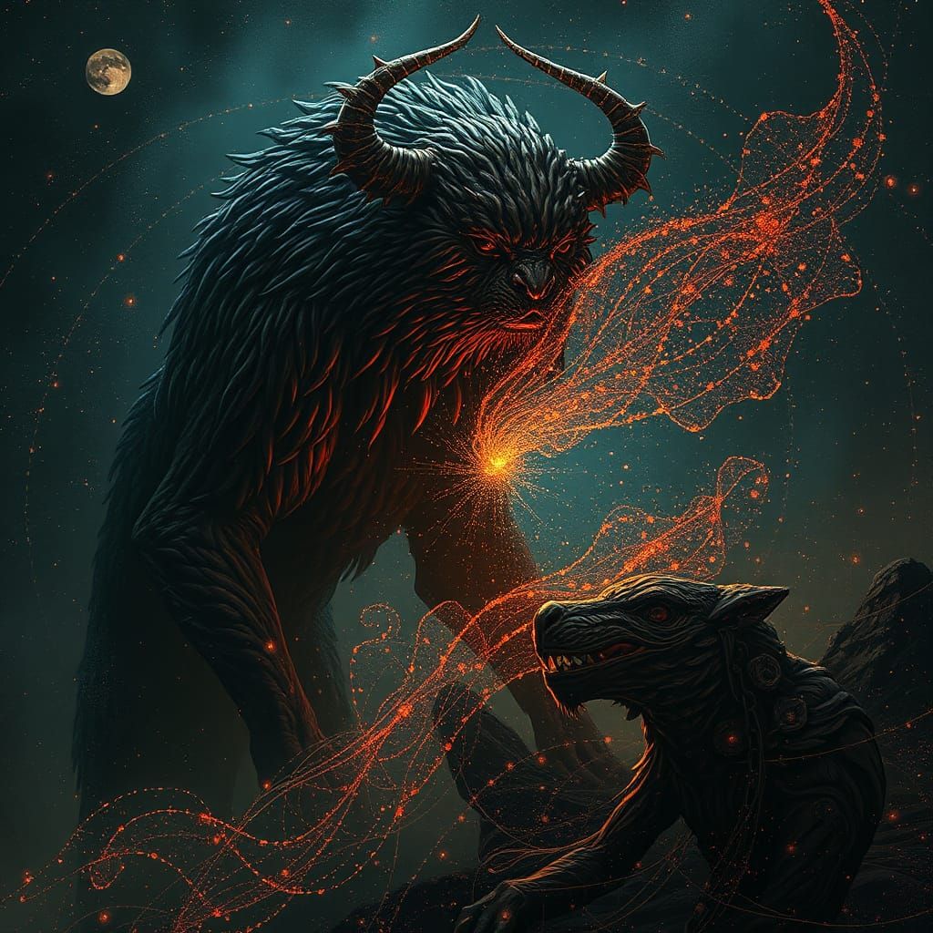 Beast and God: Conceptual Pointillist Art