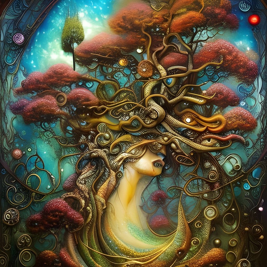 Clockpunk Crystal Bonsai Village: Whimsical Dreamscape