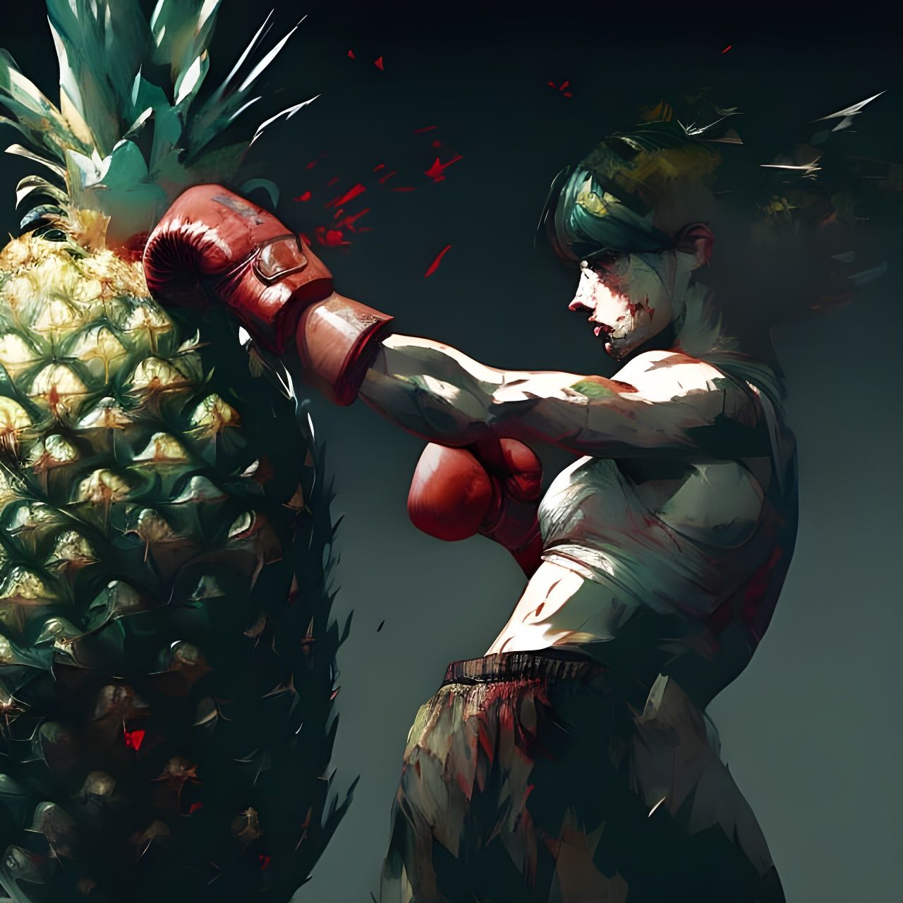 Exploding Pineapple: Girl Fighter in Digital Art