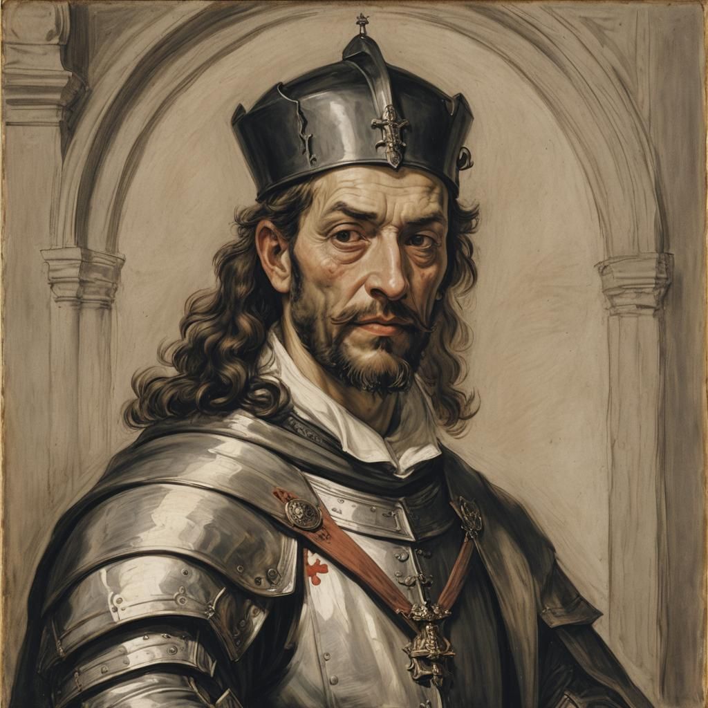 Templar Portrait in Baroque Style