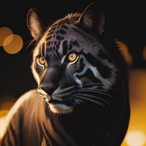 Black Panther with Golden Accents, Professional Photography