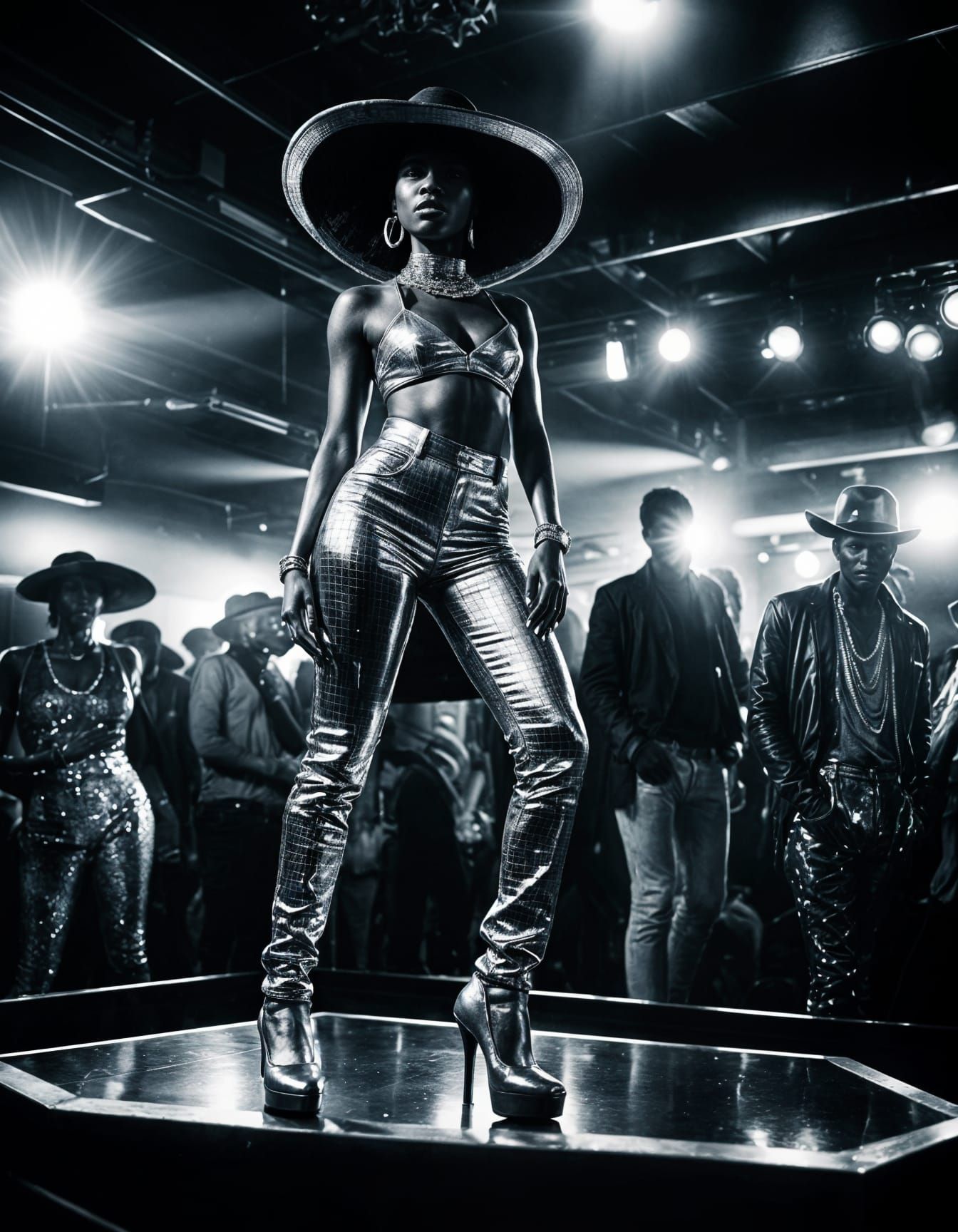 Western Sleaze Cowgirl in Nightclub Photo