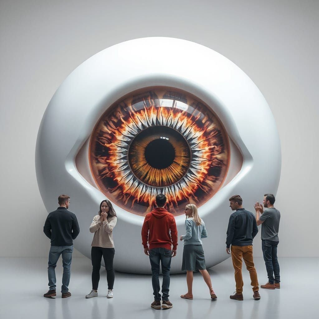 Hyper realistic giant eye sculpture