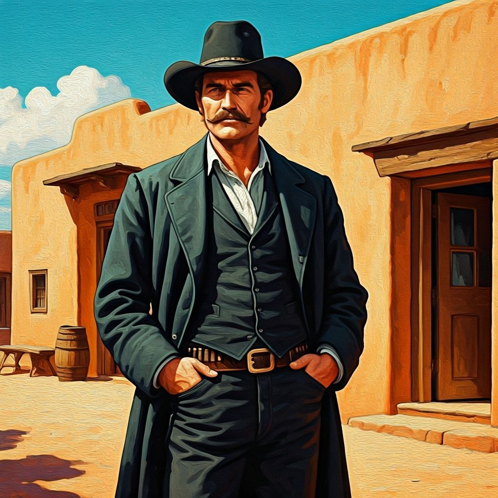 Cowboy Outside Cantina: Impressionistic Oil Painting