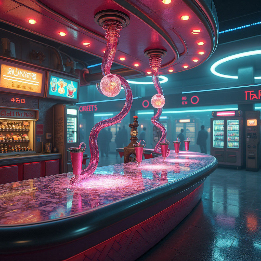 Intergalactic Fuel Stop with Extraterrestrial Soda Fountain