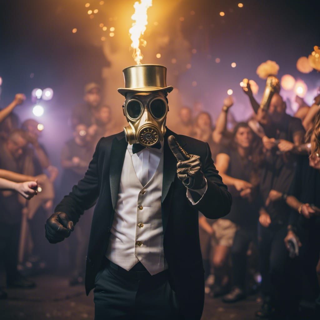 Gas Masked Man at Underground Rave, Ultra Realistic