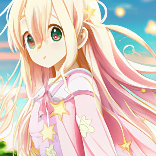 Cute Anime Girl with Yellow Hair, Ghibli-esque